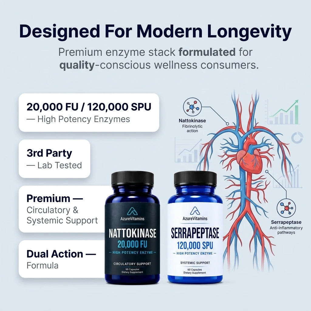 The Enzyme Stack | Nattokinase 20,000 FU + Serrapeptase 120,000 SPU