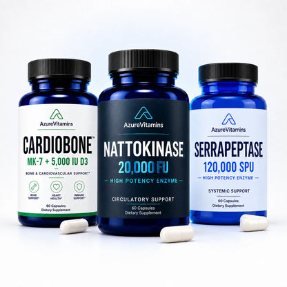 Longevity Essentials Stack | Nattokinase 20,000 FU + Serrapeptase 120,000 SPU + CardioBone™ K2 + D3