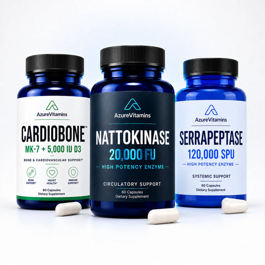 Longevity Essentials Stack | Nattokinase 20,000 FU + Serrapeptase 120,000 SPU + CardioBone™ K2 + D3