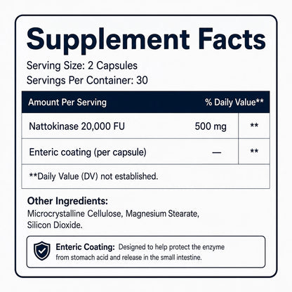 NATTOKINASE 20,000 FU - High Potency Enzyme