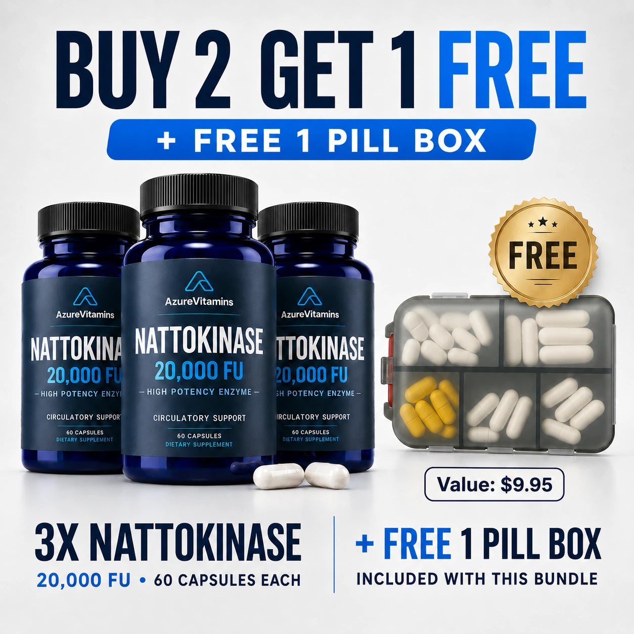NATTOKINASE 20,000 FU - High Potency Enzyme