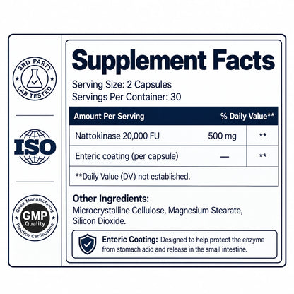 NATTOKINASE 20,000 FU - High Potency Enzyme