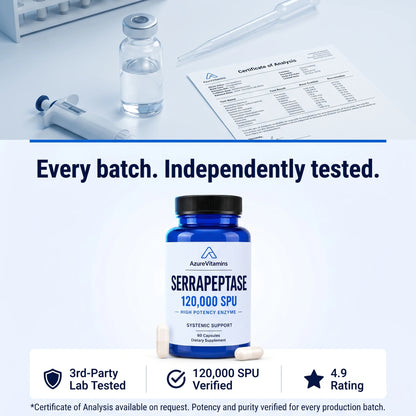 Serrapeptase 120,000 SPU - High Potency Systemic Enzyme