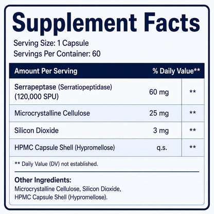 Serrapeptase 120,000 SPU - High Potency Systemic Enzyme