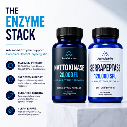 The Enzyme Stack | Nattokinase 20,000 FU + Serrapeptase 120,000 SPU